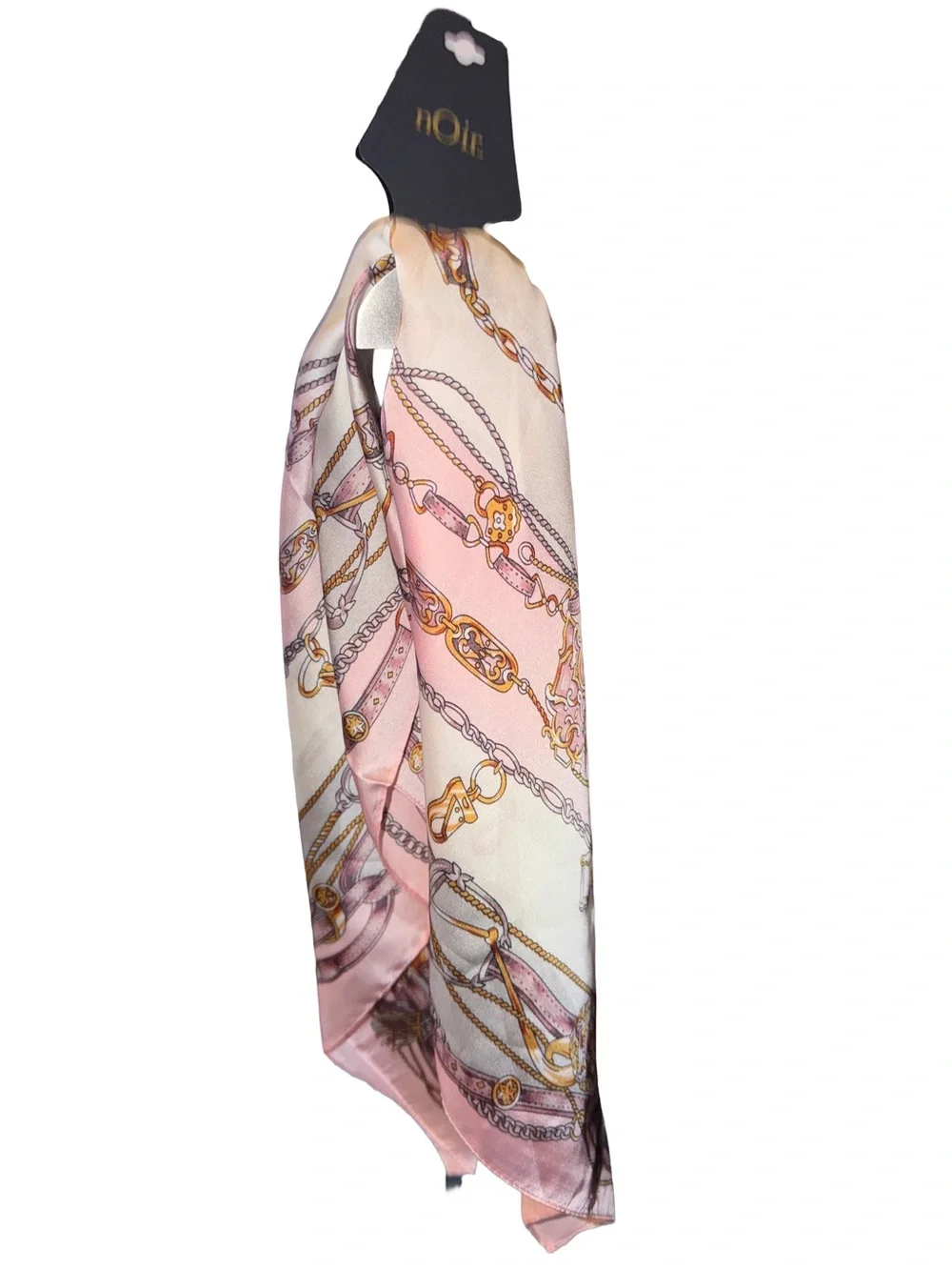 nOir Jewelry Pink & Gold Chain-Print Women's Scarf/Hair Scarf